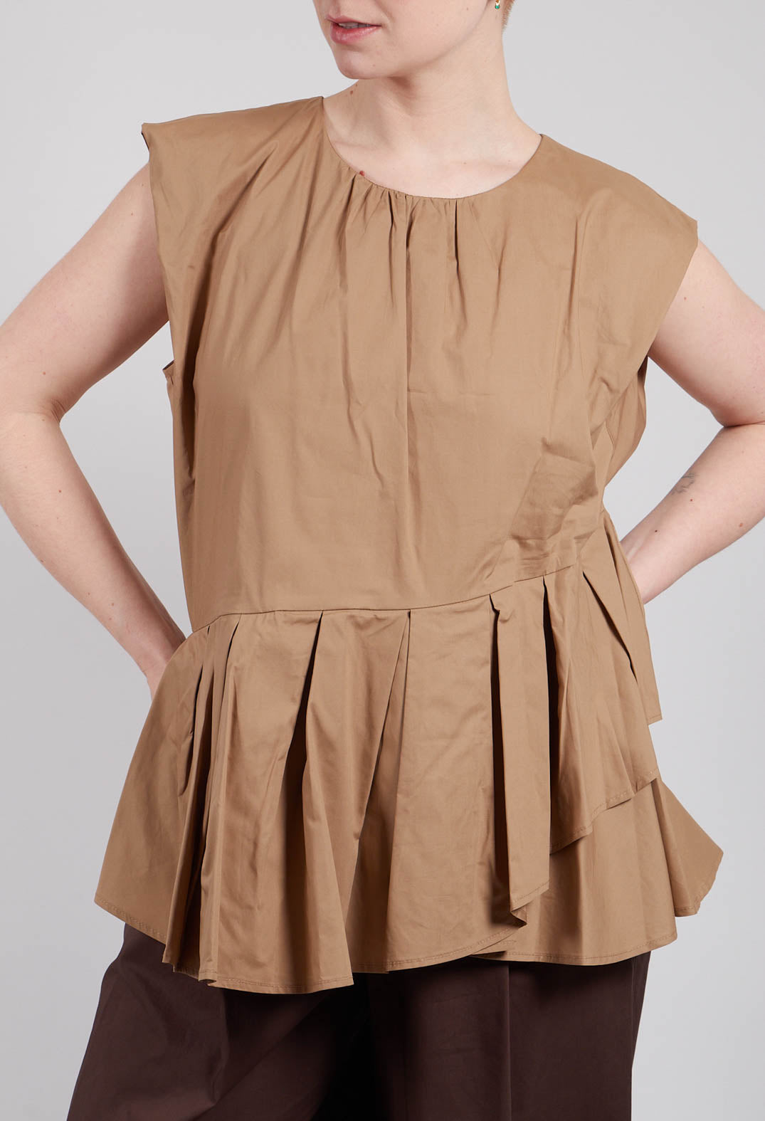 Round Neck Peplum Top in Sudan