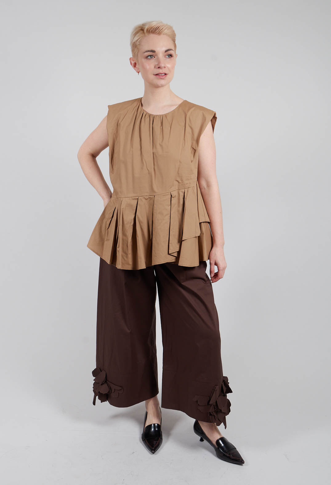 Round Neck Peplum Top in Sudan