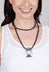 Rubber Necklace with Brass Pendant in Silver-Coloured