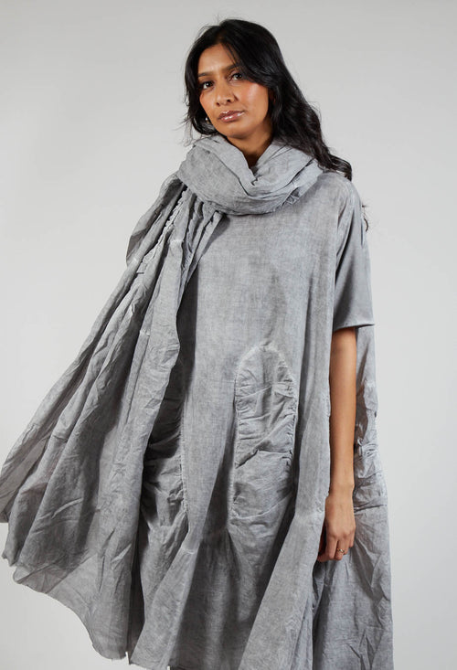 Ruched Cotton Scarf in C.Coal 70% Cloud
