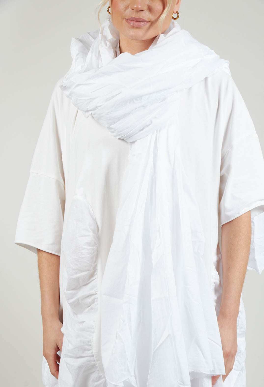 Ruched Cotton Scarf in Starwhite