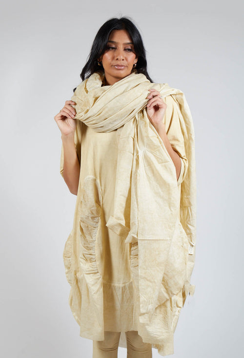 Ruched Cotton Scarf in Wax Cloud