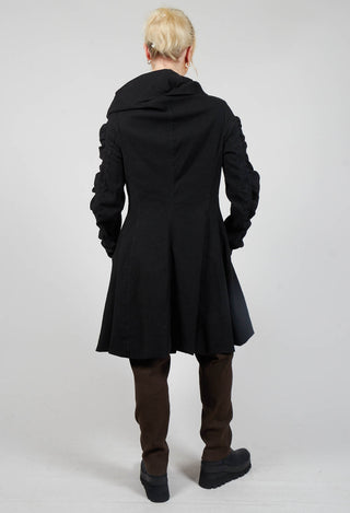 Ruched Detail Coat in Black