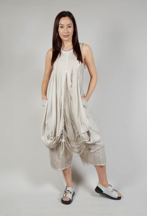 Ruched Dress in Cotone Tinto Freddo Desert