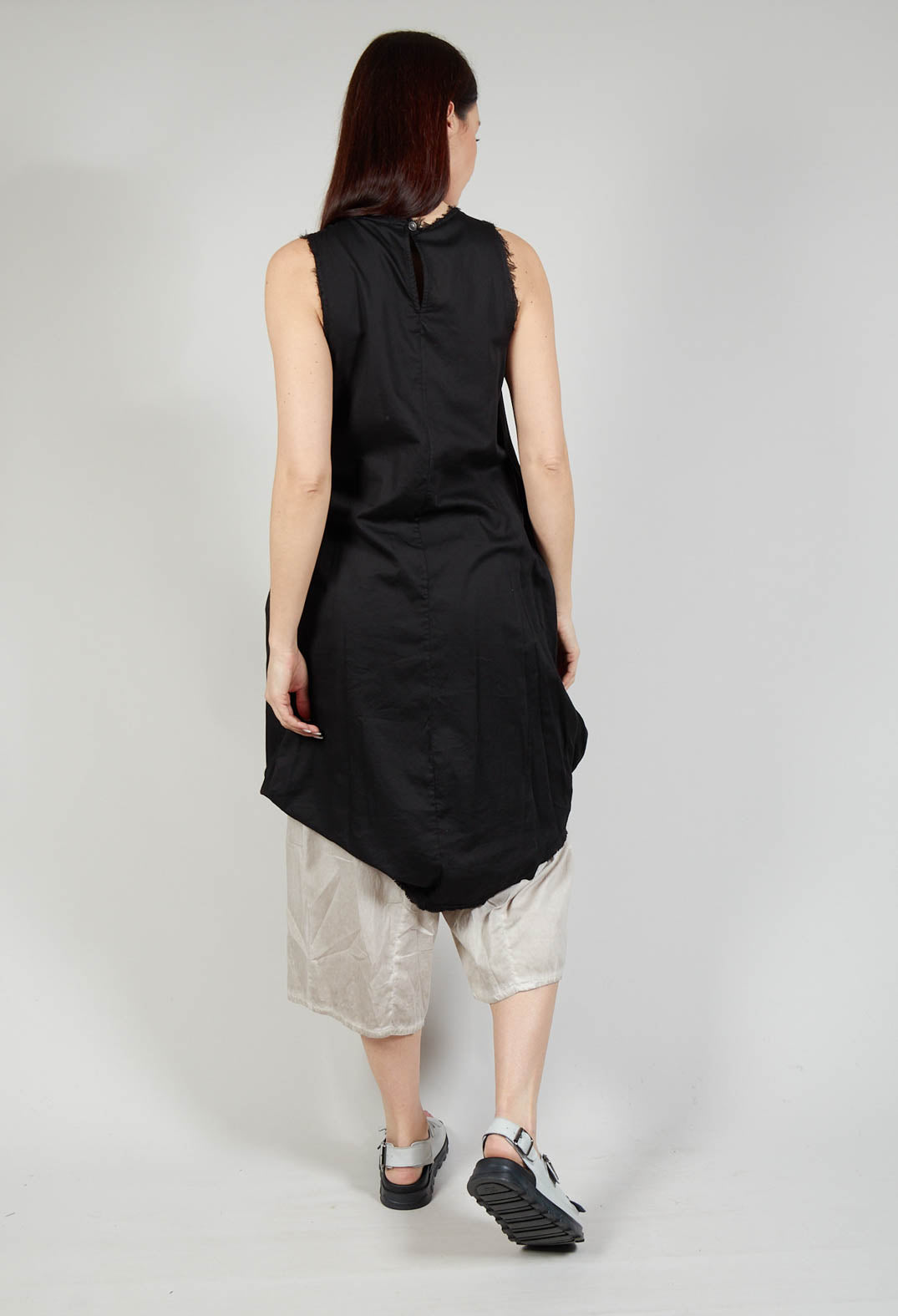 Ruched Dress in Cotone Tinto Freddo Nero