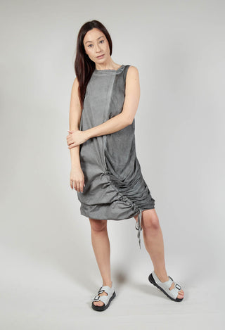 Ruched Dress in Tela Paracadute Tinto Freddo Grey Storm