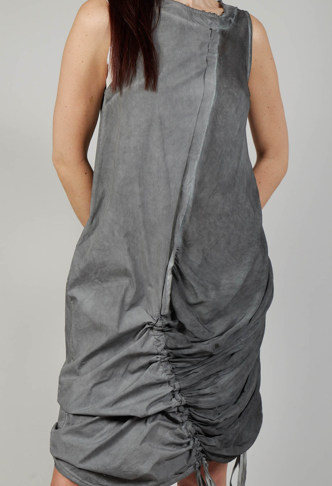 Ruched Dress in Tela Paracadute Tinto Freddo Grey Storm