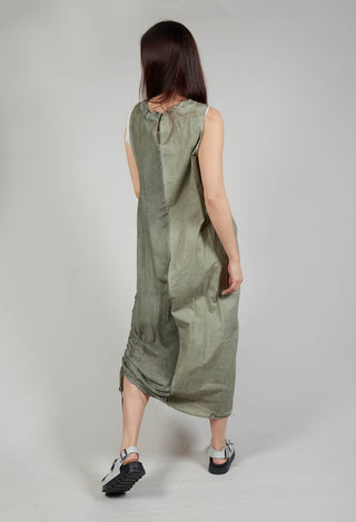 Ruched Dress in Tela Paracadute Tinto Freddo Olive