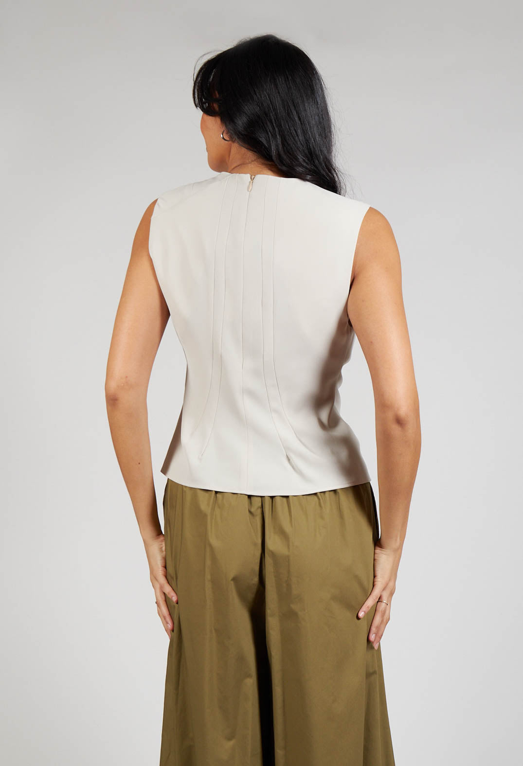 Ruched Vest Top in Beige