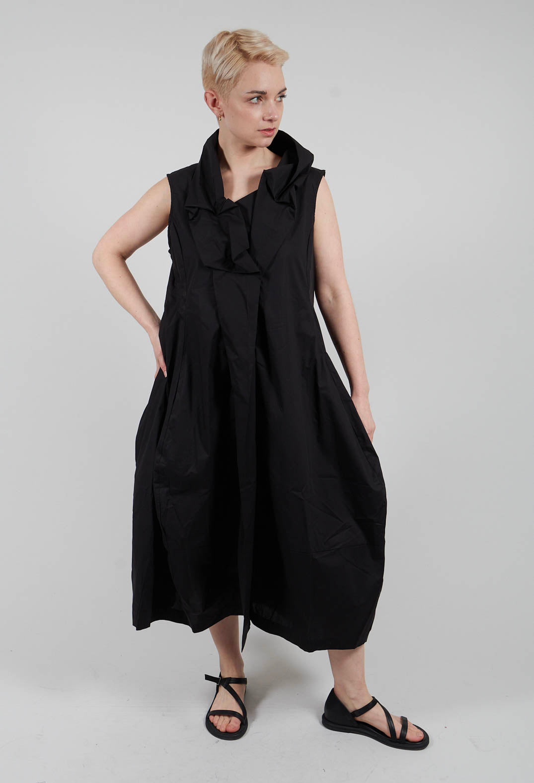 Ruffle Collar Dress in Friday Black