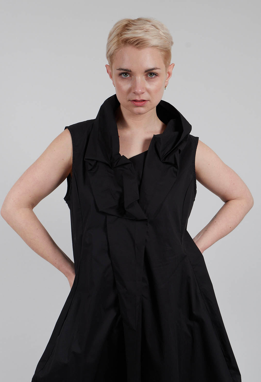 Ruffle Collar Dress in Friday Black