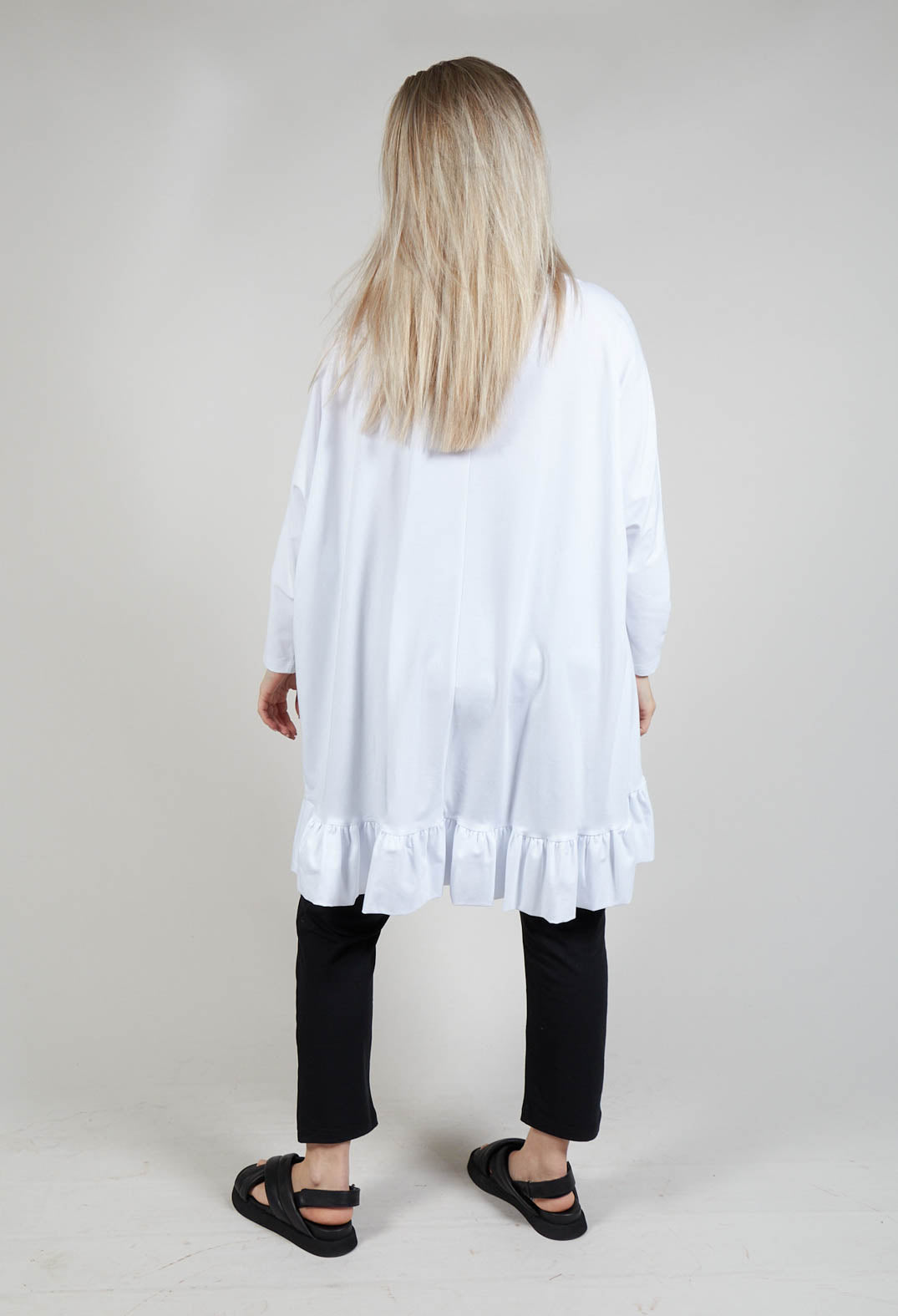 Ruffled Hem Top in White