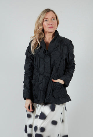 Ruffled Taffeta Jacket in Nero
