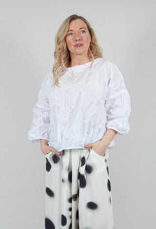 Ruffled Taffeta Shirt in White
