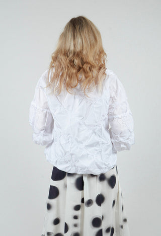 Ruffled Taffeta Shirt in White