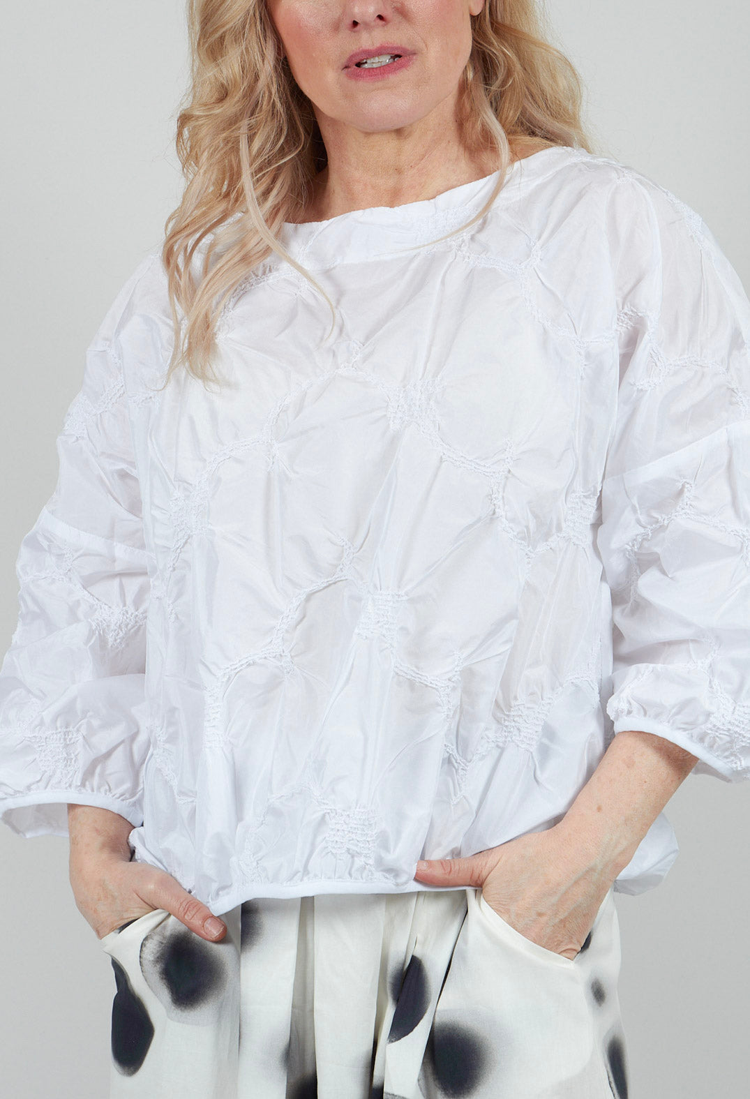 Ruffled Taffeta Shirt in White