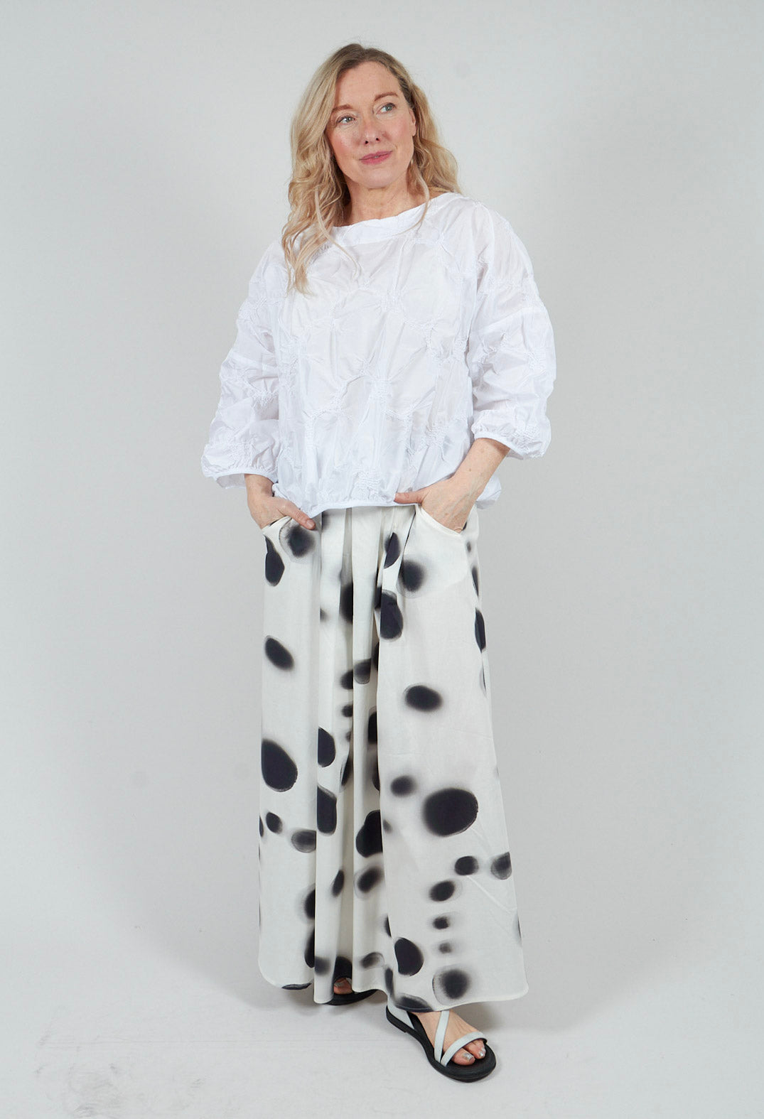Ruffled Taffeta Shirt in White