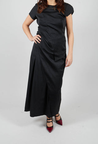 Pleated Pencil Skirt with Print in Black