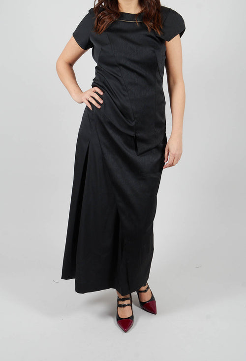 Pleated Pencil Skirt with Print in Black