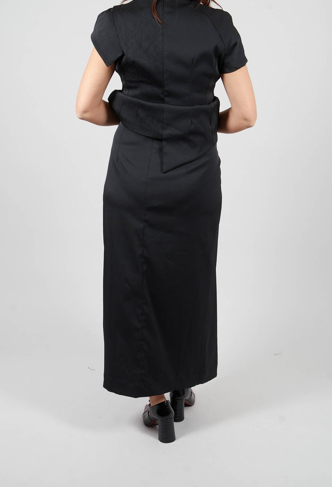 Pleated Pencil Skirt with Print in Black