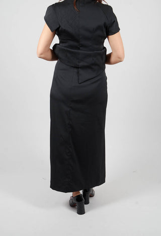 Pleated Pencil Skirt with Print in Black