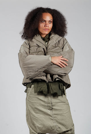 High Neck Bomber Jacket in Khaki