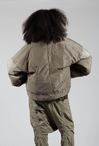 High Neck Bomber Jacket in Khaki