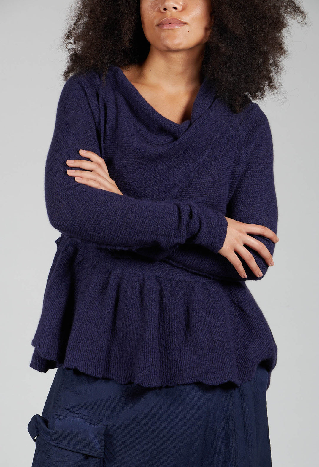 Pullover With Ascot Neck Detail in Grape