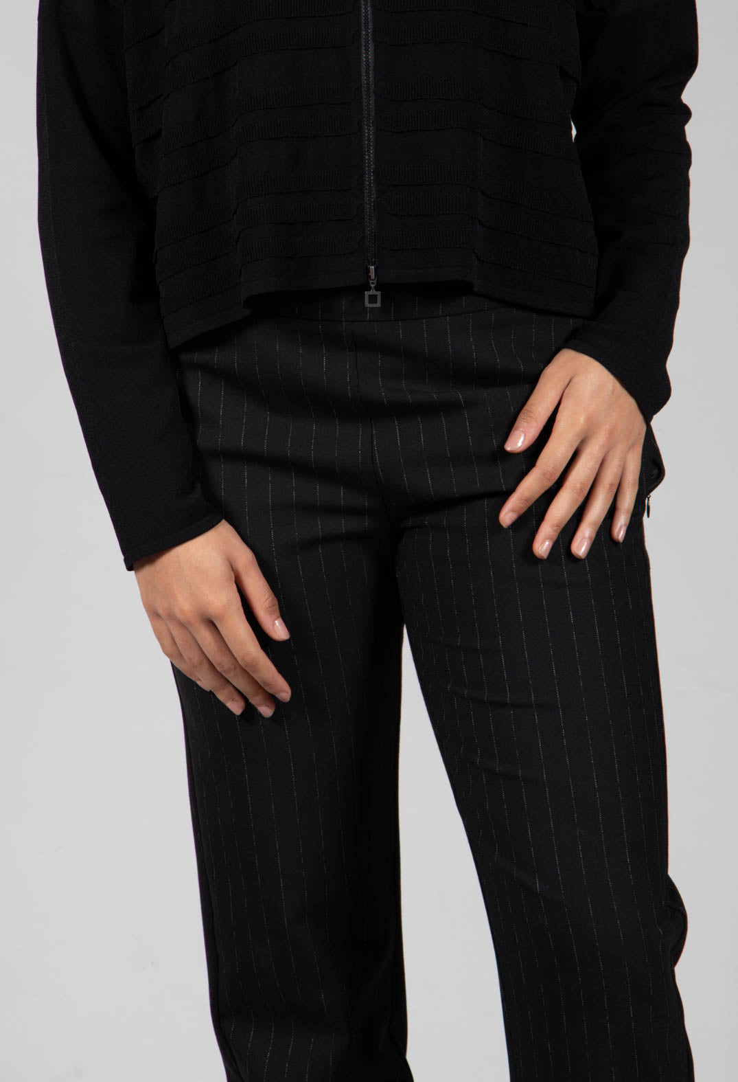 Pinstripe Trousers in Black