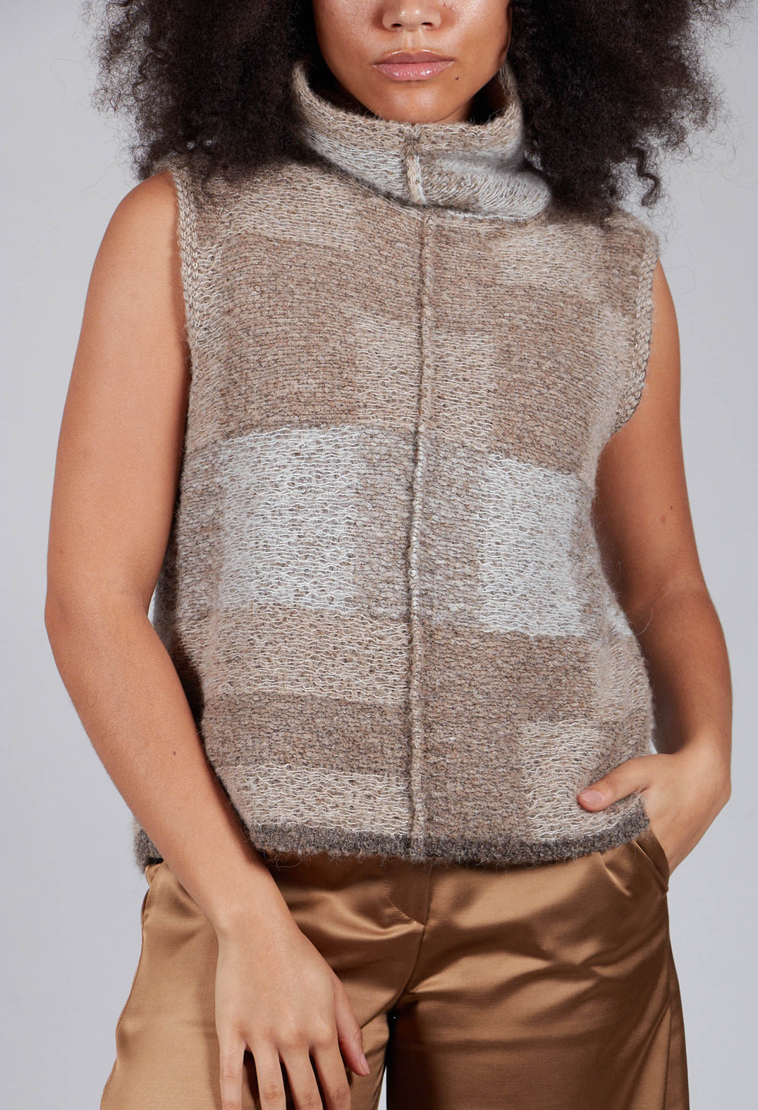 Soft Knit Sweater Vest in Brown