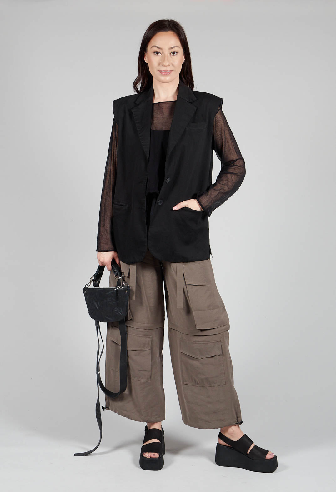 Cotton Denim Waistcoat in Black