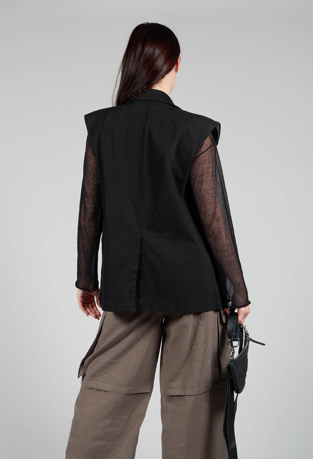 Cotton Denim Waistcoat in Black