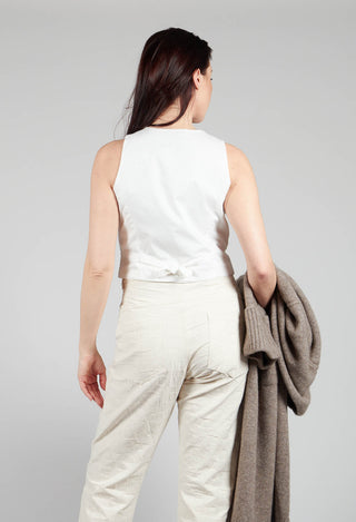 Cropped Textured Waistcoat in Natural