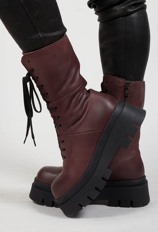 Front Lace Up Boots in Gasoline Melanzana