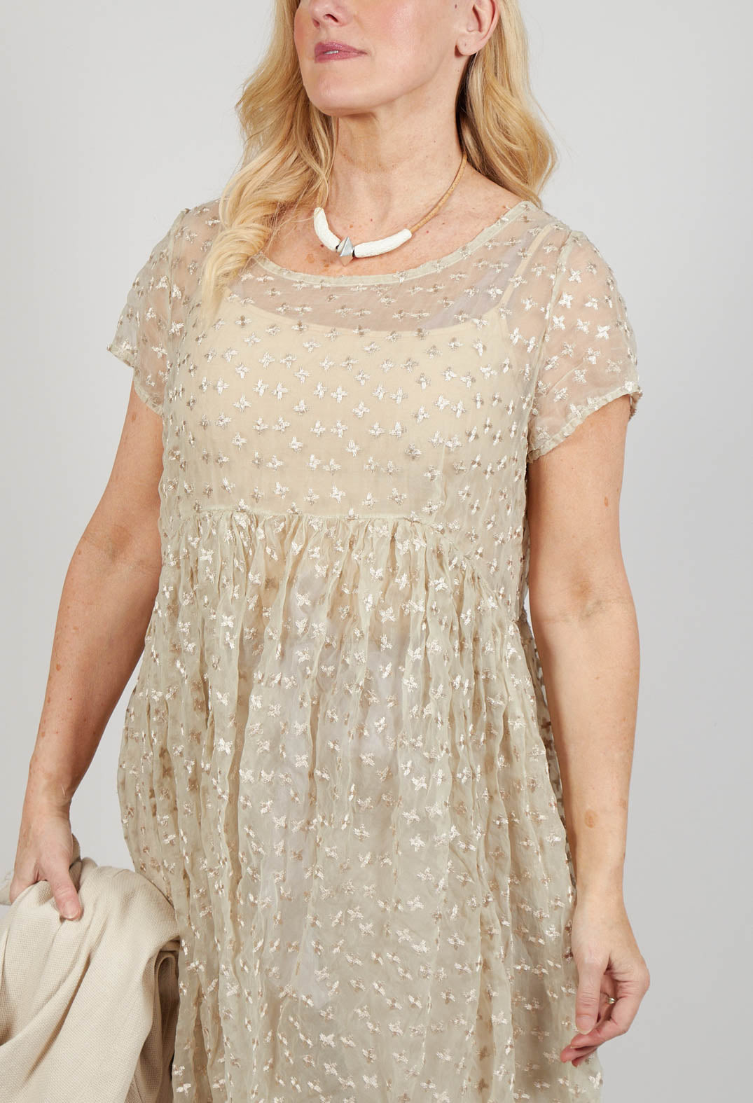 sheer smock dress Anna Corinna Reworked Vintage Sheer Velvet Fringe Smock Dress