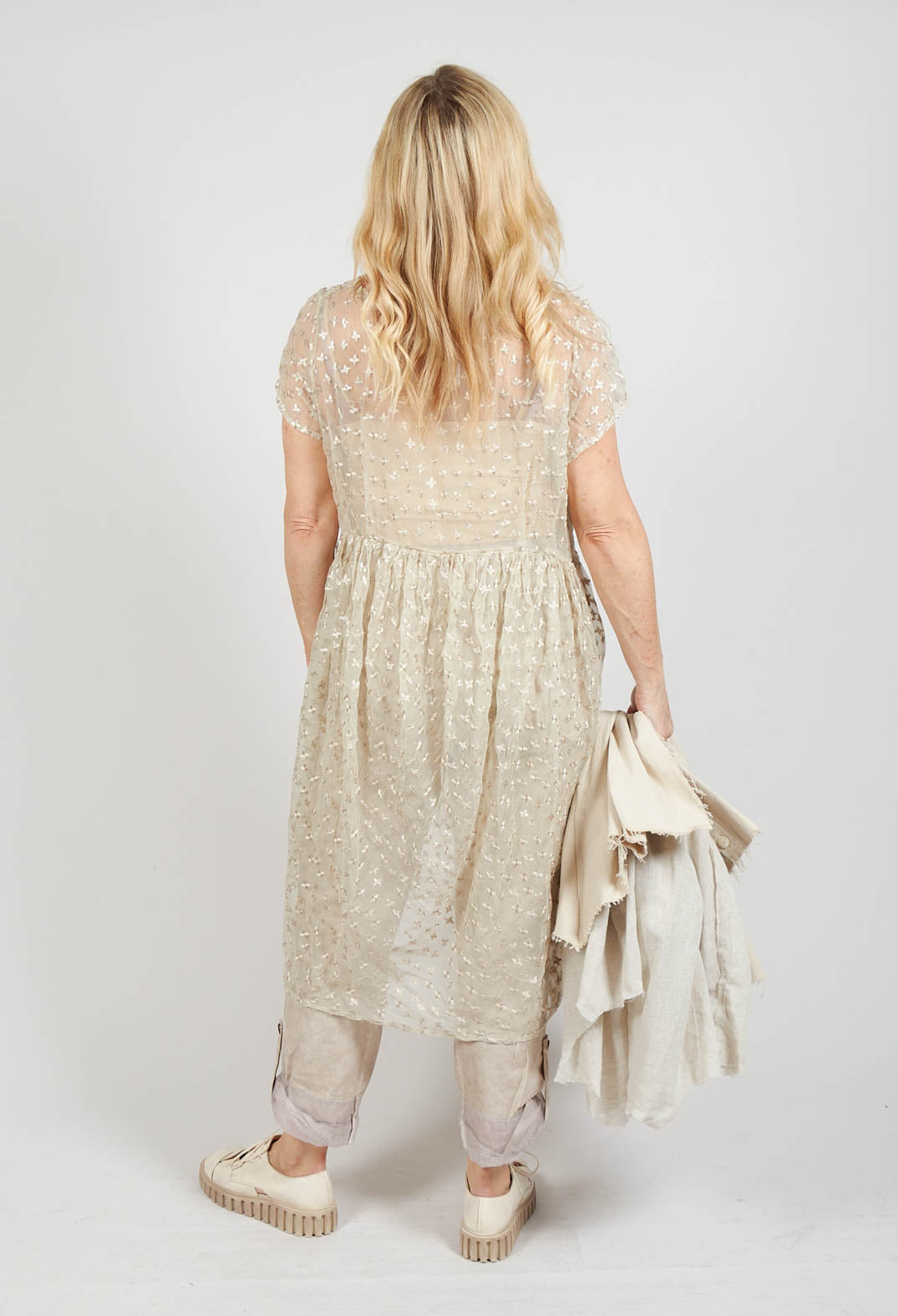sheer smock dress SHEER BUBBLE SMOCKED DRESS
