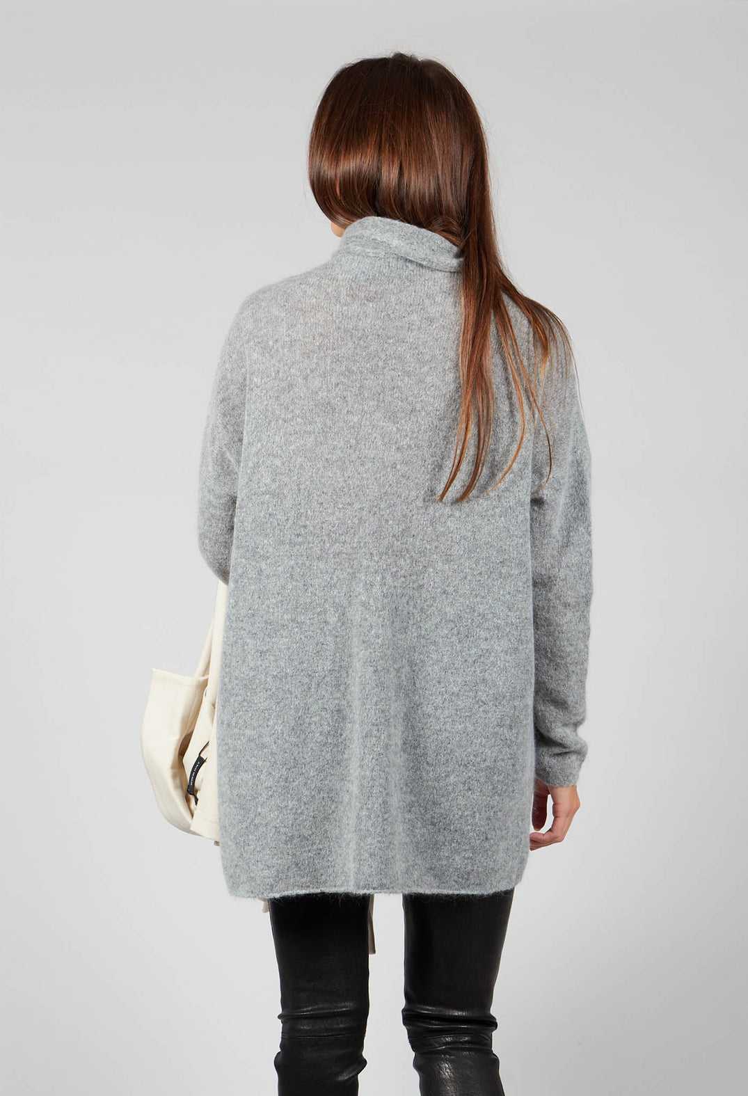 High Neck Oversized Jumper with Pocket Detail in Grey