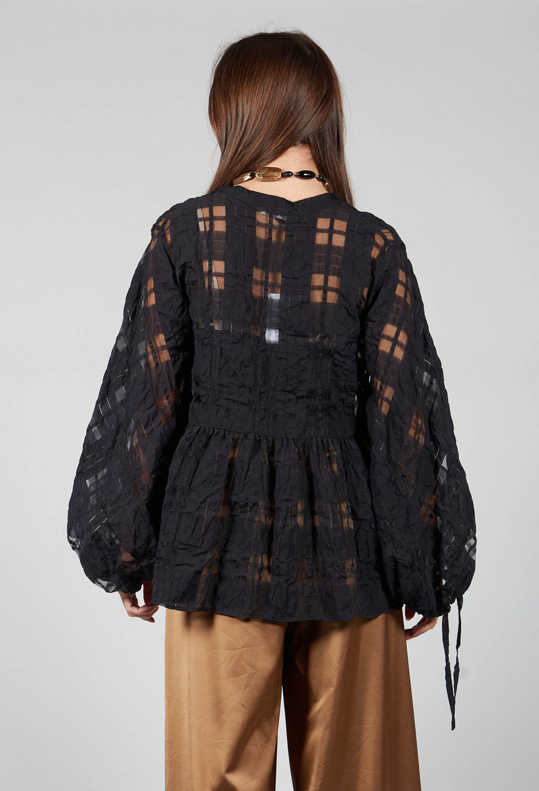 Jacquard Check Blouse in Black