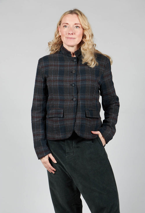 Cotton Plaid Cropped Jacket in Black