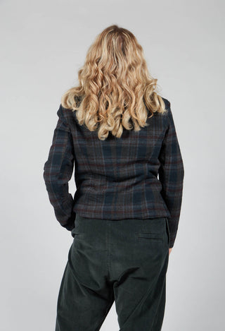 Cotton Plaid Cropped Jacket in Black