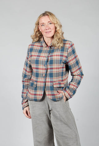 Cotton Plaid Cropped Jacket in Sand