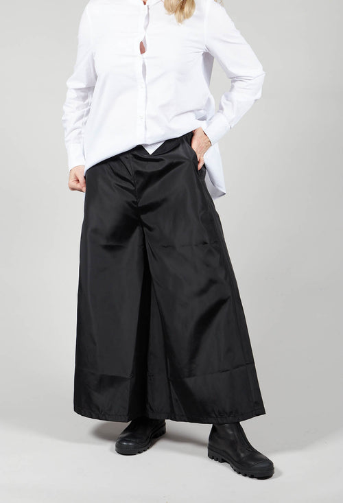 Elastic Cotton Culottes in Black