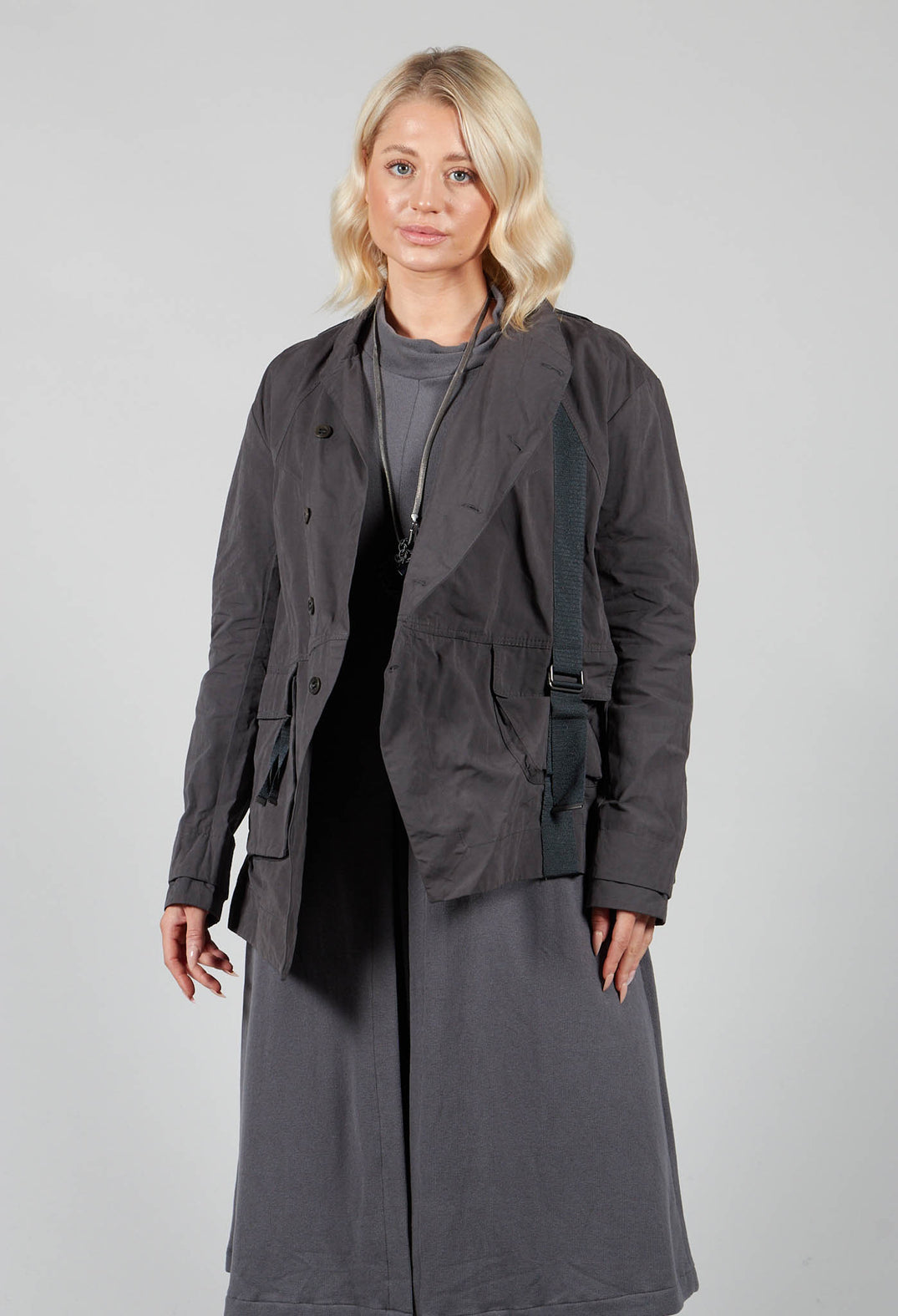 Biham Military Style Jacket in Unique Grey