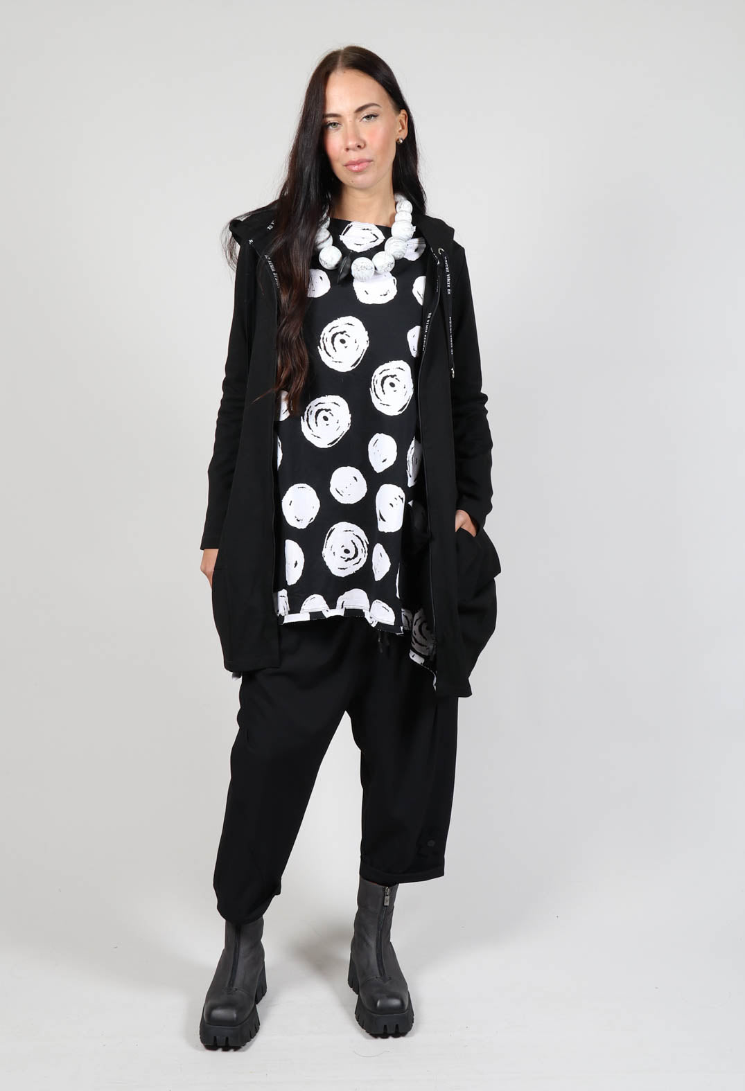 Paint Polka Dot Print Top in Black