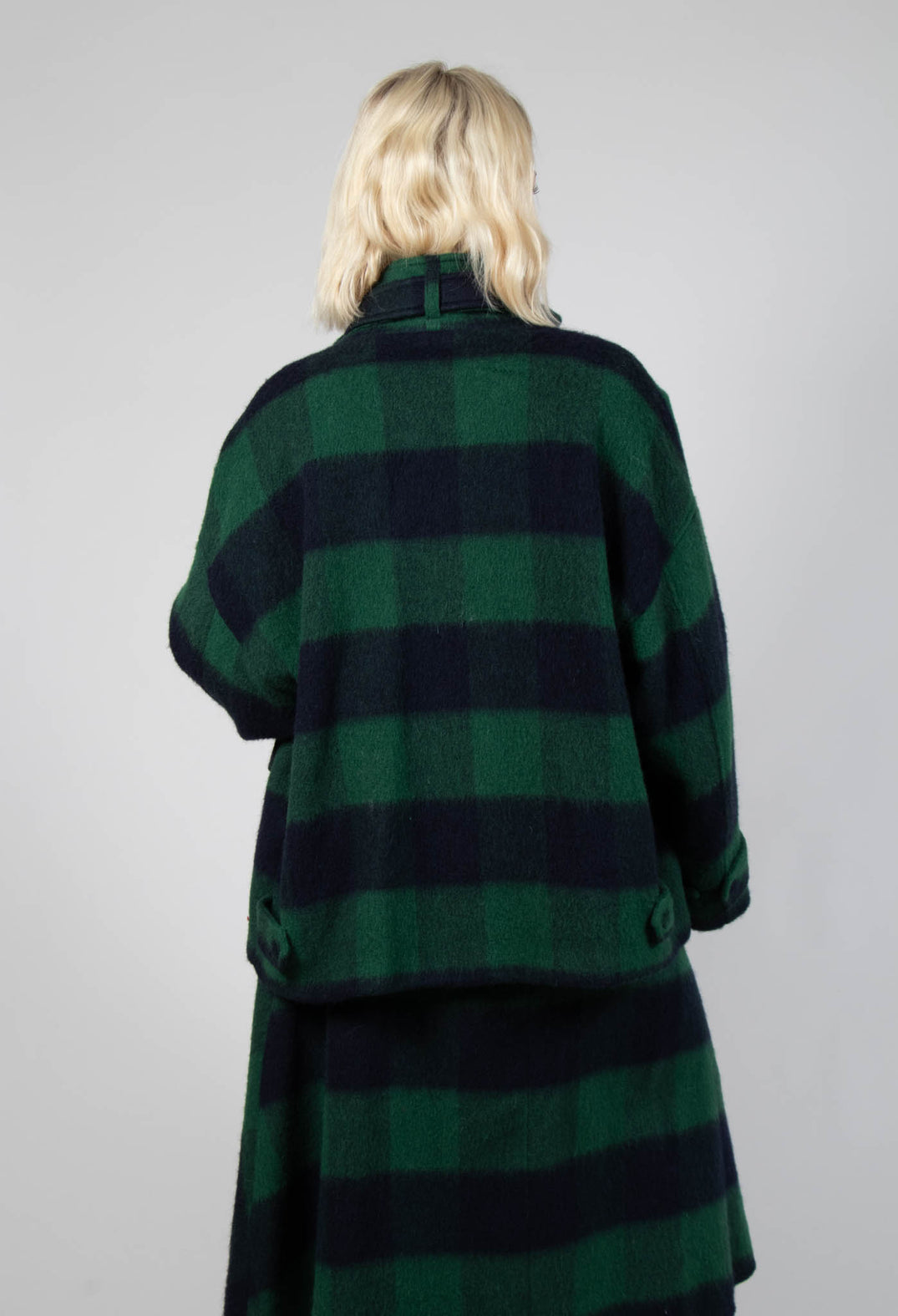 London Wool Check Jacket in Blue and Green