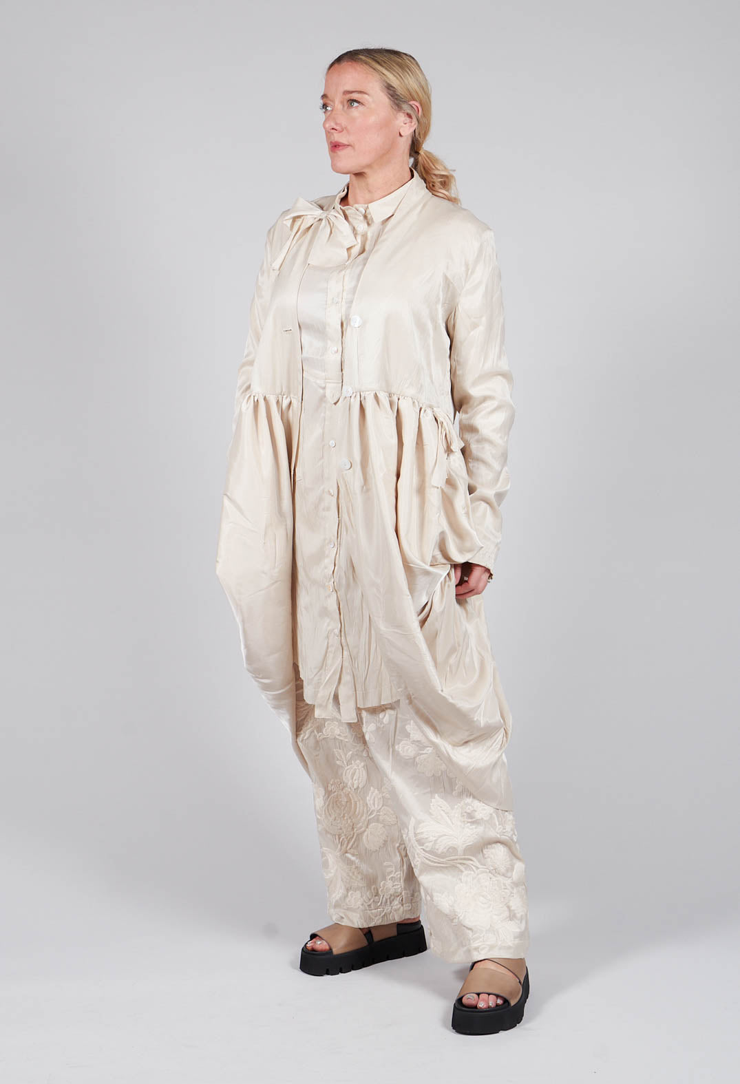 Treasury Drape Coat in Cream