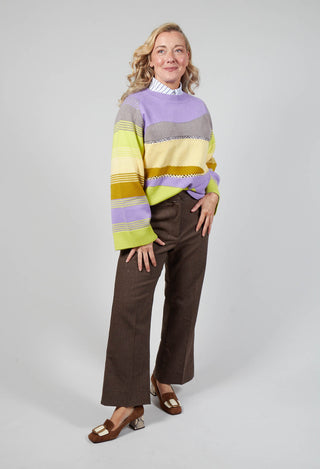 Oxford Striped Shirt with Statement Pockets in Violet