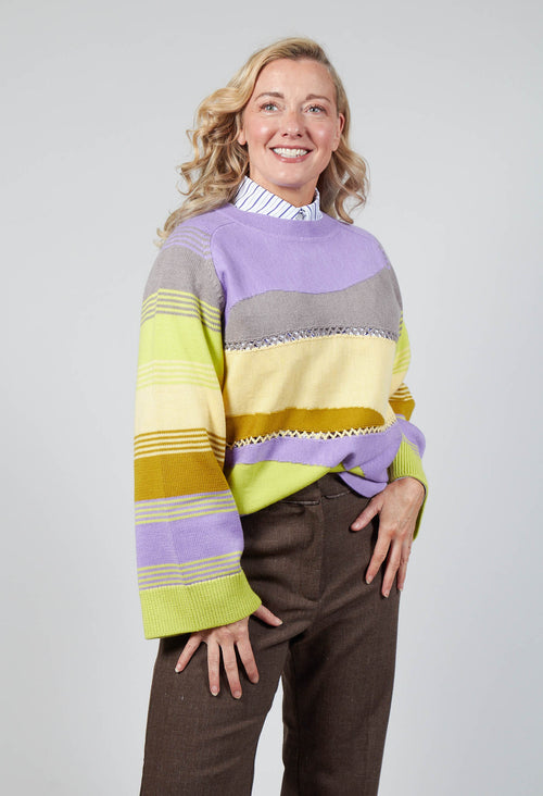 Wool Striped Jumper in Violet