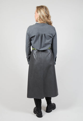 Dual Fabric Metallic Dress in Anthracite