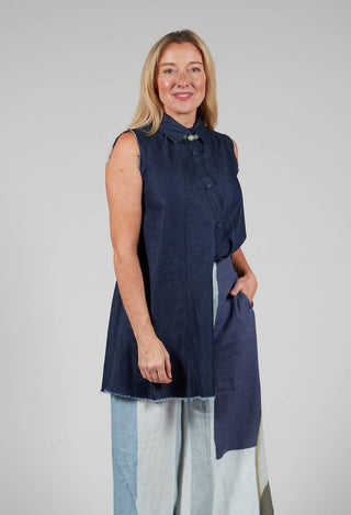 Denim Sleeveless Shirt in Indigo